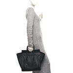 Drummed Calfskin Mini Luggage Black