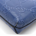 Calfskin GG Tennis Embossed Medium Wristlet Messenger Bag Intense Metal Blue