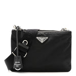 Re-Nylon Saffiano Re-Edition 2000 Double Zip Crossbody Bag Black