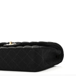 Jersey Quilted Medium Bijoux Chain Double Flap Black