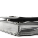 Metallic Patent Micro-Cannage Diorama Wallet on Chain Pouch Silver