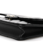 Lambskin Quilted Flap Phone Holder With Chain Black