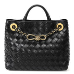 Nappa Intrecciato Small Andiamo With Chain Shoulder Bag Black