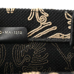 Canvas Embroidered Large Ornamental Cornely Effect Book Tote Black Beige
