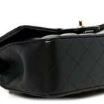 Lambskin Quilted Mini Top Handle Rectangular Flap Black