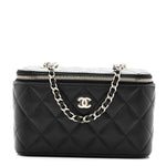 Caviar Quilted Small Vanity Case With Chain Black