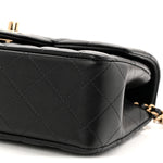 Lambskin Quilted Mini Top Handle Rectangular Flap Black
