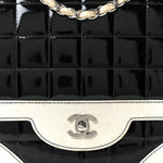Lambskin Patent Chocolate Bar Flap Black White