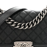 Caviar Quilted Small Boy Flap Black