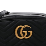 Calfskin Matelasse Small GG Marmont Chain Shoulder Bag Black