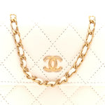 Lambskin Quilted Pearl Crush Clutch With Chain White