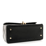 Shiny Calfskin Quilted Top Handle Box Bag Black