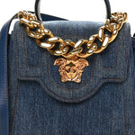 Denim La Medusa Chain Tote Navy Blue