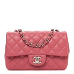 Lambskin Quilted Mini Rectangular Flap Pink