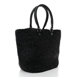 Raffia Woven Large Le Cagole Panier Tote Black