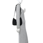 Re-Nylon Triangle Padded Patchwork Shoulder Bag Black