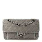 Caviar Quilted Medium French Riviera Flap Light Grey