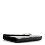 Grain De Poudre Matelasse Chevron Monogram Envelope Clutch Black