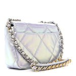 Iridescent Calfskin Quilted Medium Chanel 19 Flap Light Purple Blue