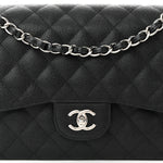Caviar Quilted Jumbo Double Flap Black