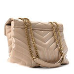 Calfskin Y Quilted Monogram Medium Loulou Chain Satchel Dark Beige