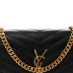 Grain De Poudre Matelasse Chevron Monogram Chain Wallet Black