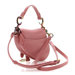 Goatskin Micro Saddle Bag With Strap Coral Powder