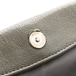 Chevre Silver Metallic Edge Hardware Envelope Clutch Gris Acier