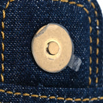 Denim Quilted Double You Card Holder On Chain Blue