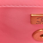 Lambskin Wenge Quilted Mini Fashion Wood Square Flap Pink