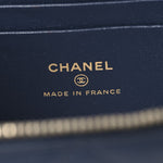 Lambskin Quilted Metal Small Top Handle Vanity Case With Chain Blue