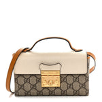 GG Supreme Monogram New Sakai Calfskin Mini Padlock Top Handle Shoulder Bag Beige Ebony Mystic White Sun Oil