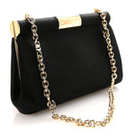 Satin Small Marlene Chain Clutch Black