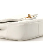 Lambskin Quilted Small Circular Handle Bag White