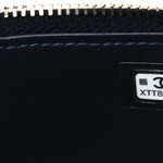Denim Quilted Vanity Case With Chain Dark Blue Orange