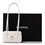Shiny Caviar Preppy Coco Long Vanity With Strap White