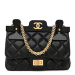 Aged Calfskin Quilted 2.55 Reissue Mini Hanger Flap Black