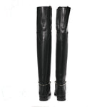 Calfskin Slim Horsebit Over The Knee High Boots 37 Black