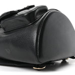 Shiny Caviar Quilted Medium Duma Pockets Drawstring Backpack Black