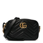 Calfskin Matelasse Mini GG Marmont Chain Shoulder Bag Black