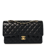 Caviar Quilted Medium Double Flap Black