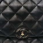 Lambskin Quilted Enamel CC Chain Frame Flap Black