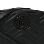 Calfskin Matelasse Monochrome Small GG Marmont Chain Shoulder Bag Black
