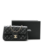 Lambskin Quilted Mini Rectangular Pearl Crush Flap Black