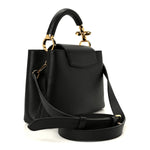 Taurillon Embellished Flower Handle Capucines BB  Black