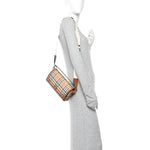 Coated Canvas Calfskin Vintage Check Small Note Crossbody Bag Briar Brown