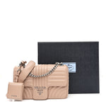Soft Calfskin Impunture Diagramme Medium Chain Flap Shoulder Bag Cipria