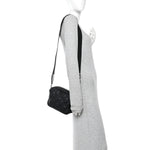 Nylon Calfskin Enamel GG Matelasse Shoulder Bag Black