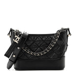 Aged Calfskin Quilted Small Gabrielle Hobo Black