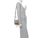 Suede Calfskin Small Faye Shoulder Bag Motty Grey